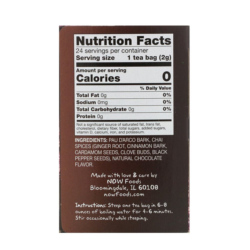 Now Foods, Real Tea, Pau D'Arco, Sem Cafeína, 24 Saquinhos de Chá, 48 g (1,7 oz) - Imagem 2