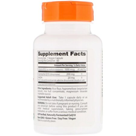 Doctor's Best, Energy+ CoQ10, NADH & B12, 60 Veggie Caps - Imagem 2