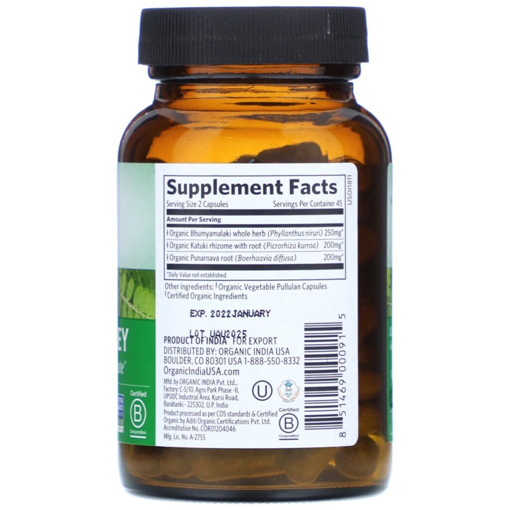 Organic India, Liver Kidney, 90 Vegetarian Caps - Imagem 2