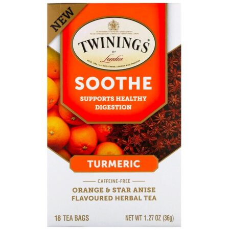 Twinings, Chá de Ervas Calmante, Cúrcuma, Laranja e Estrela-de-anis, Sem Cafeína, 18 Saquinhos, 36 g