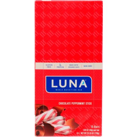 Clif Bar, Luna, Bara de Nutrição Integral para as Mulheres, Barra de Chocolate Sabor de Hortelã, 15 Barras, 1.69 oz (48 g) Cada - Image 2