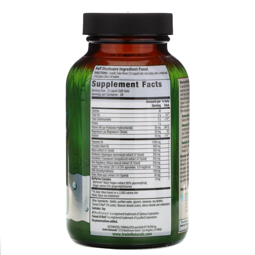 Irwin Naturals, Equilíbrio Hormonal Alívio Menstrual, 84 cápsulas gelatinosas líquidas - Imagem 2