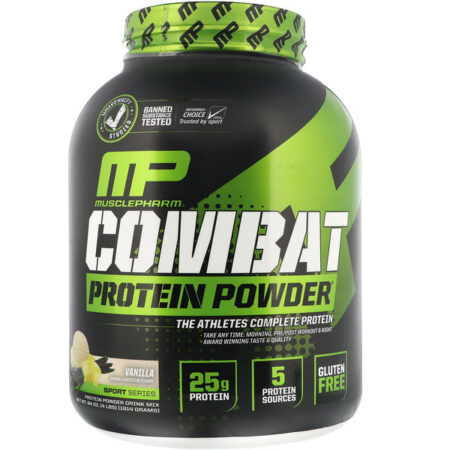 MusclePharm, Combat Protein Powder, Baunilha, 1.814 g (4 lbs)