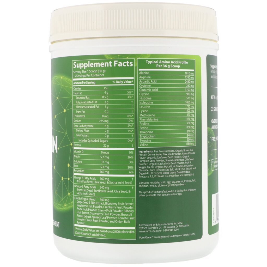 MRM, Nutrition, Veggie Protein with Superfoods, Vanilla, 20.1 oz (570 g) - Imagem 2