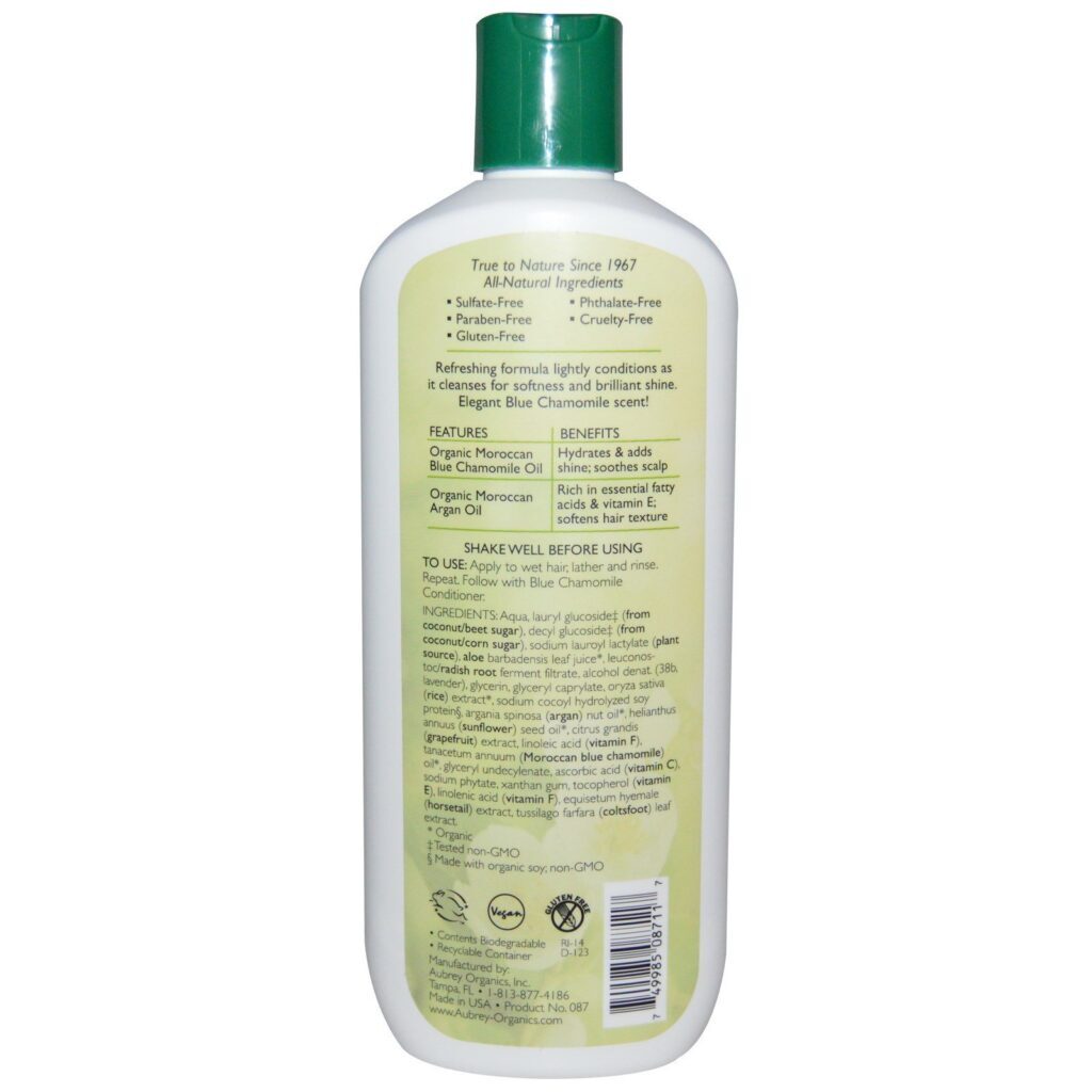 Aubrey Organics, Shampoo de Camomila Azul, Intensifica o Brilho, Normal, 11 fl oz (325 ml) - Imagem 2