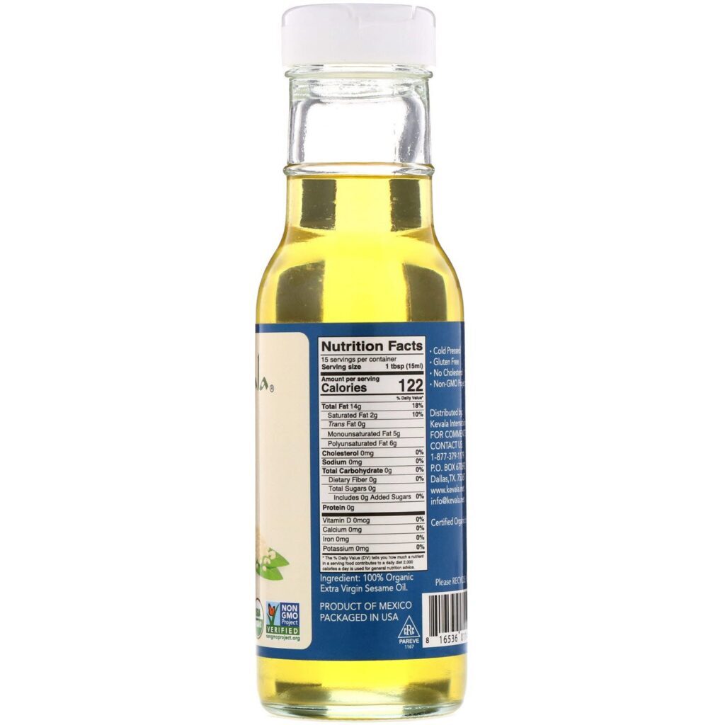 Kevala, Óleo de Sésamo Orgânico Extra Virgem, 8 fl ozz (236 ml) - Imagem 2