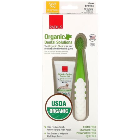 RADIUS, Organic Dental Solutions, Firm Bristles, Adult Dog, 1.5-8 Years , 1 Toothbrush + .8 oz Tooth Gel - Image 2