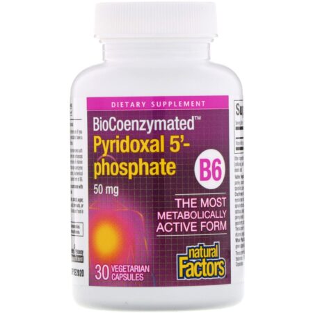 Natural Factors, BioCoenzymated, B6, Piridoxal-5'-Fosfato, 50 mg, 30 Cápsulas Vegetarianas - Image 3