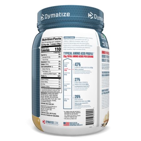 Dymatize Nutrition, ISO 100 Hidrolisado, Isolado de Proteína Whey 100%, Baunilha Gourmet, 725 g (1,6 lbs) - Image 2