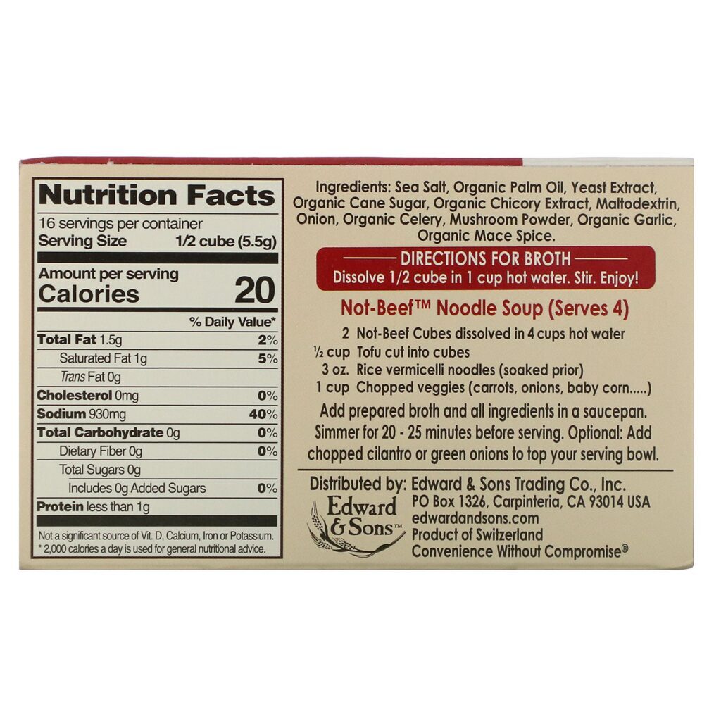 Edward & Sons, Not-Beef Bouillon Cubes, 8 Cubes, 3.1 oz (88 g) - Imagem 2