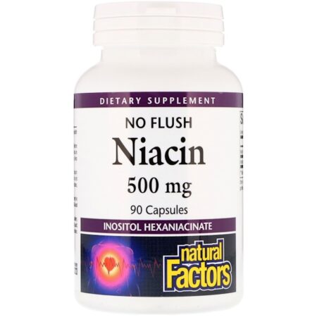 Natural Factors, Niacina No Flush, 500 mg, 90 cápsulas