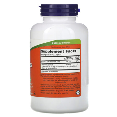 Now Foods, Extrato de chá verde, 400 mg, 250 cápsulas de vegetais - Imagem 2