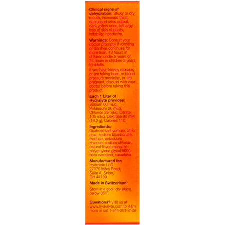 Hydralyte, Eletrólito Efervescente, Aroma Natural de Laranja, 20 Pastilhas, 2,4 oz (68 g) - Imagem 2