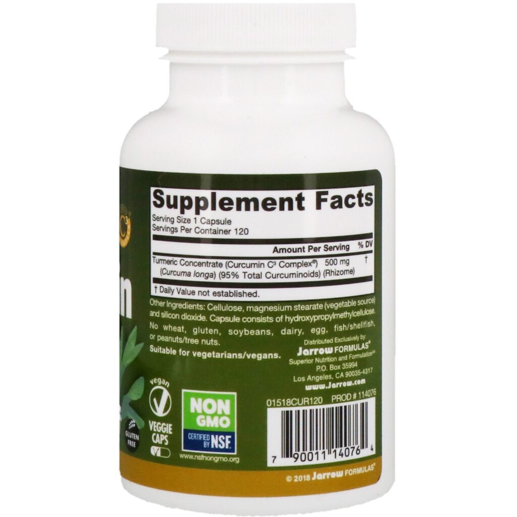 Jarrow Formulas, Curcumina 95, 500 mg, 120 Cápsulas Vegetais - Imagem 2