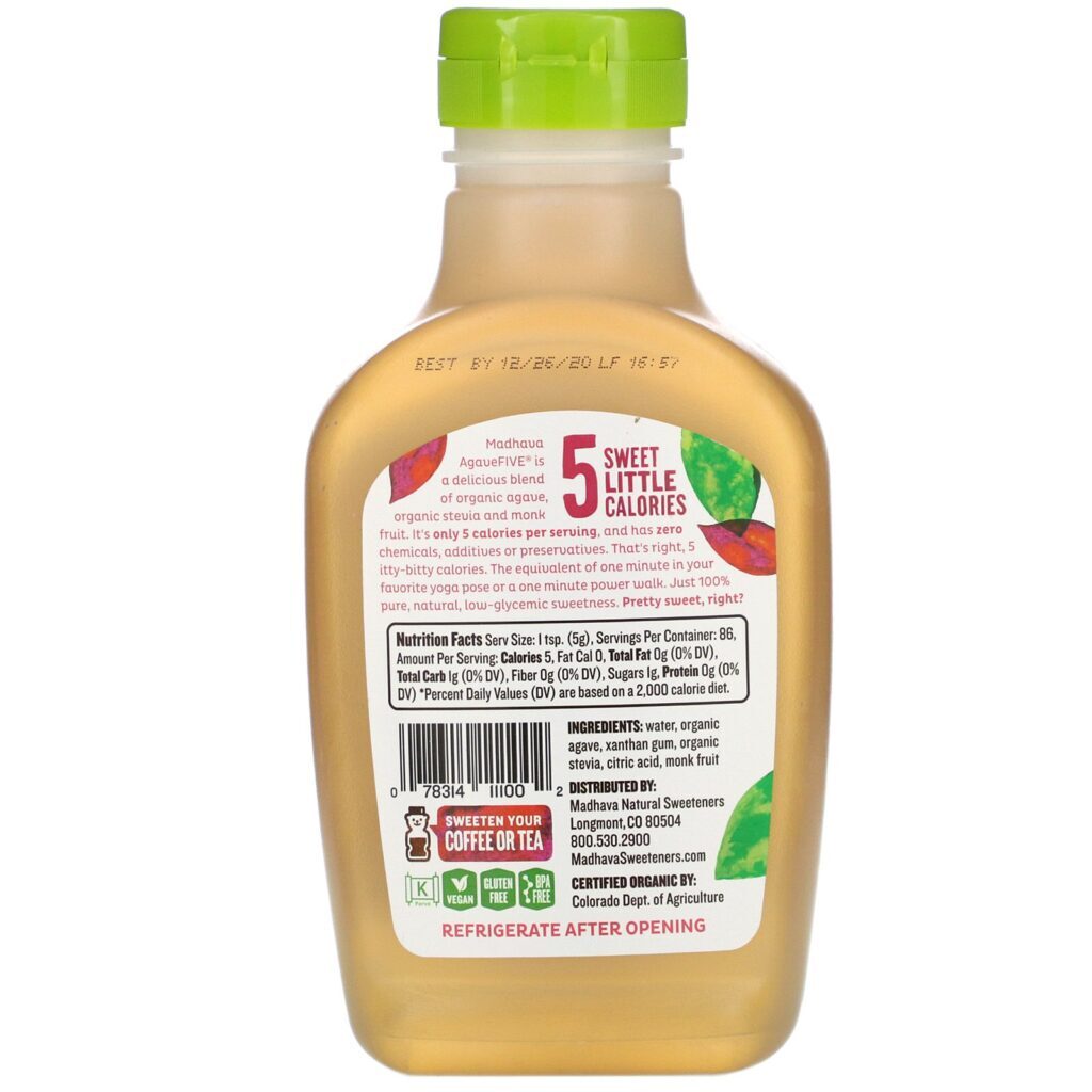 Madhava Natural Sweeteners, Organic Agave Five, Low-Glycemic Sweetener, 16 oz (454 g) - Imagem 2