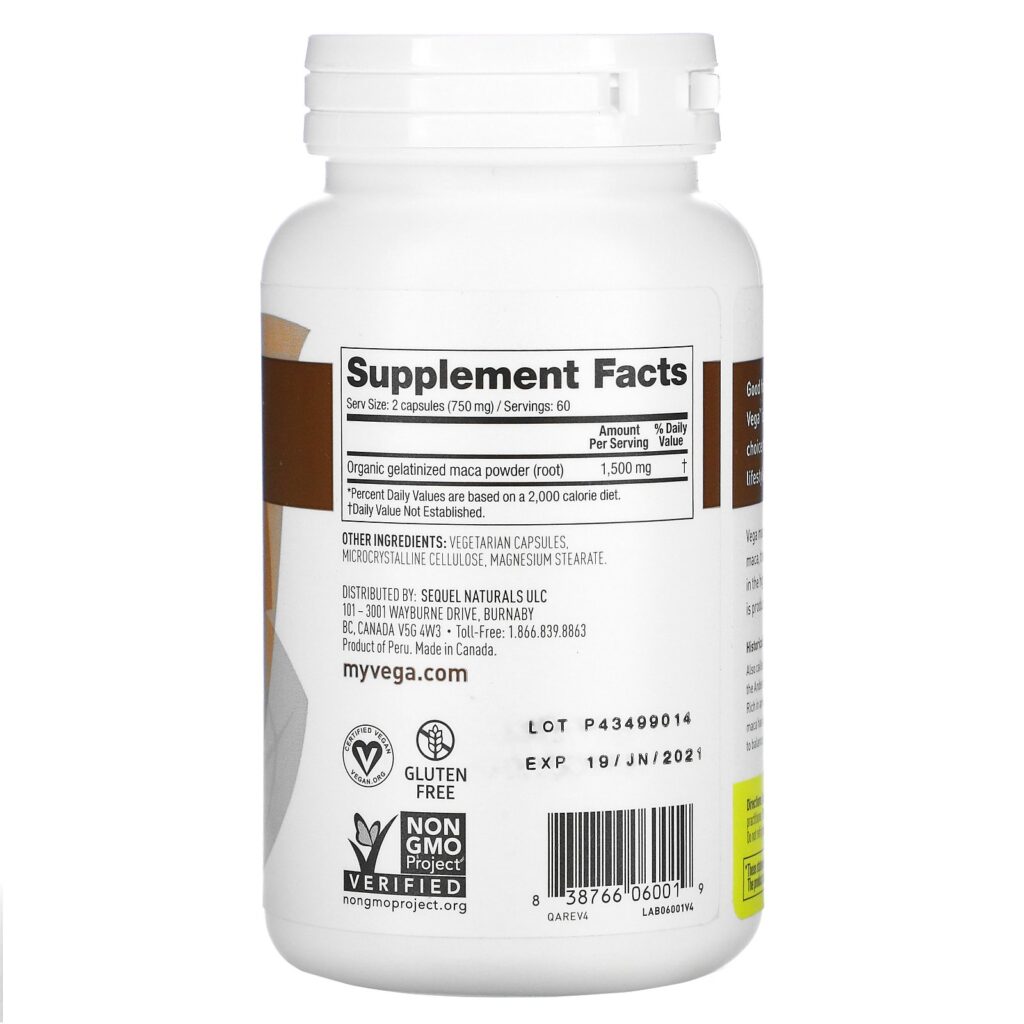 Vega, Maca, 750 mg, 120 cápsulas vegetais - Imagem 2