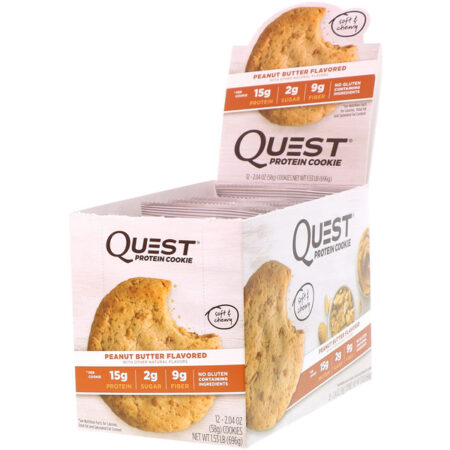 Quest Nutrition, Cookie Proteico, Manteiga de Amendoim, Embalagem com 12, 2,04 oz (58 g) Cada