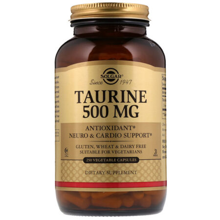 Solgar, Taurina, 500 mg, 250 Cápsulas Vegetais