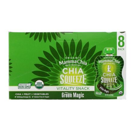 Mamma Chia, Organic Chia Squeeze, Vitality Snack, Green Magic, 8 Squeezes, 3.5 oz (99 g) Each