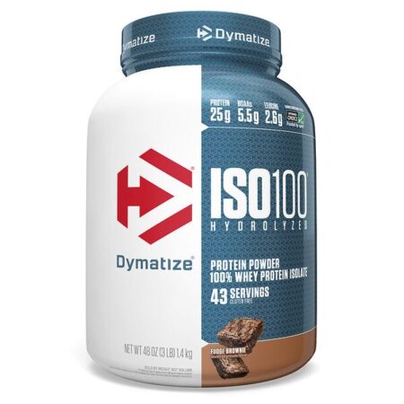 Dymatize Nutrition, ISO 100 Hidrolisado, 100% Whey Protein Isolado, Sabor Brownie de Chocolate, 1,4 kg (48 oz)