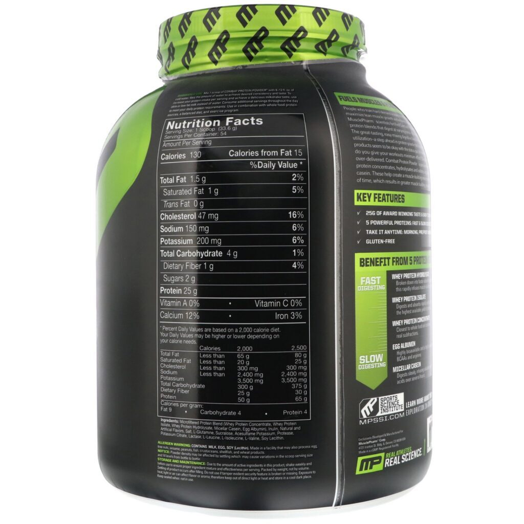 MusclePharm, Combat Protein Powder, Baunilha, 1.814 g (4 lbs) - Imagem 2