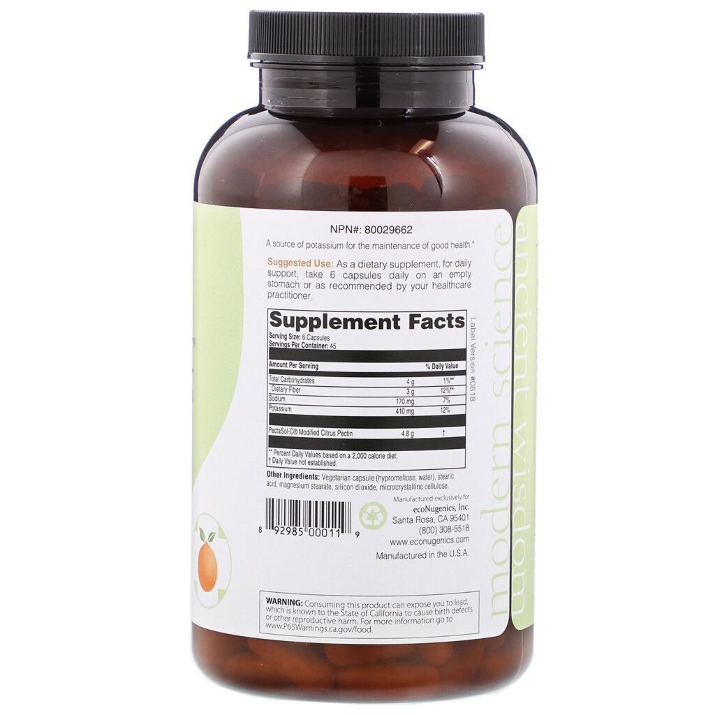 Econugenics, PectaSol-C, Pectina Cítrica Modificada, 270 Cápsulas Vegetais - Imagem 2