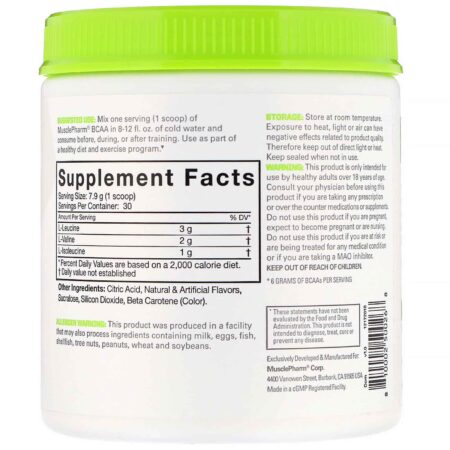 MusclePharm, Essentials, BCAA, Orange Mango, 0.52 lb (237 g) - Image 2