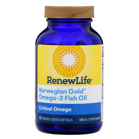 Renew Life, Critical Omega, Ômega-3 de Óleo de Peixe Norwegian Gold, 60 Cápsulas Softgel Revestidas Entericamente - Image 3