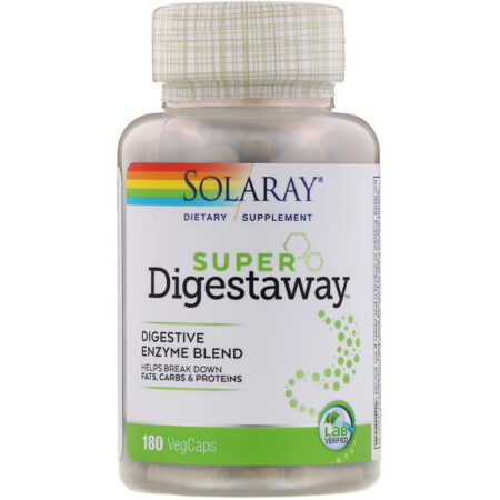 Solaray, Super Digestaway, Mistura de Enzimas Digestivas, 180 Cápsulas Vegetais