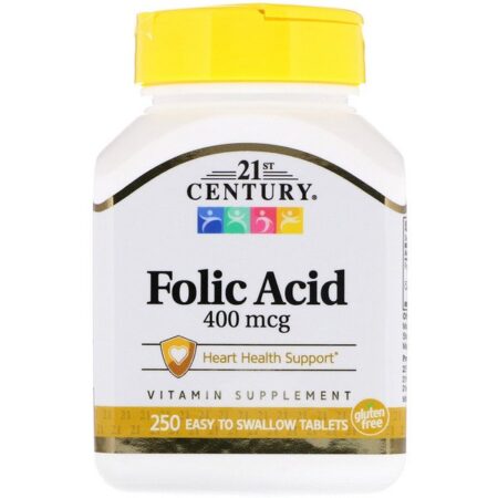 21st Century, Ácido Fólico, 400 mcg, 250 Comprimidos Fáceis de Engolir