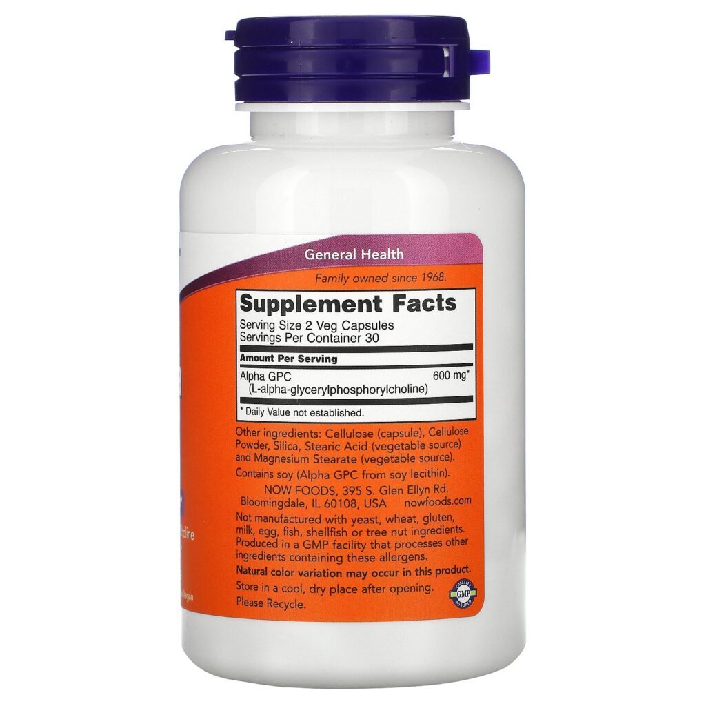 Now Foods, Alfa GPC, 300 mg, 60Cápsulas Vegetais - Imagem 2