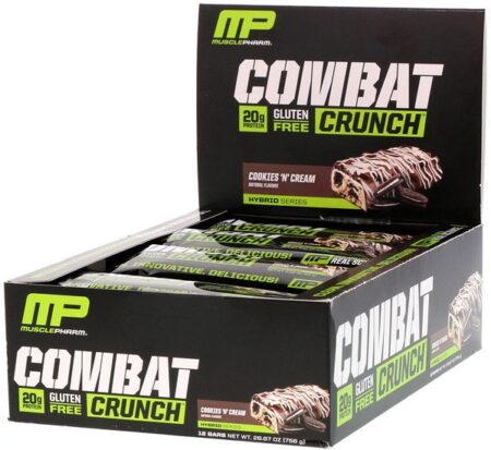 MusclePharm, Combat Crunch, Cookies 'N' Cream, 12 Barras, 63 g (2,22 onças) Cada