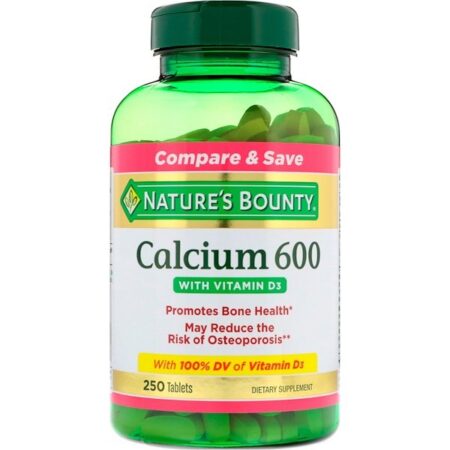 Nature's Bounty, Cálcio 600 com Vitamina D3, 250 Cápsulas