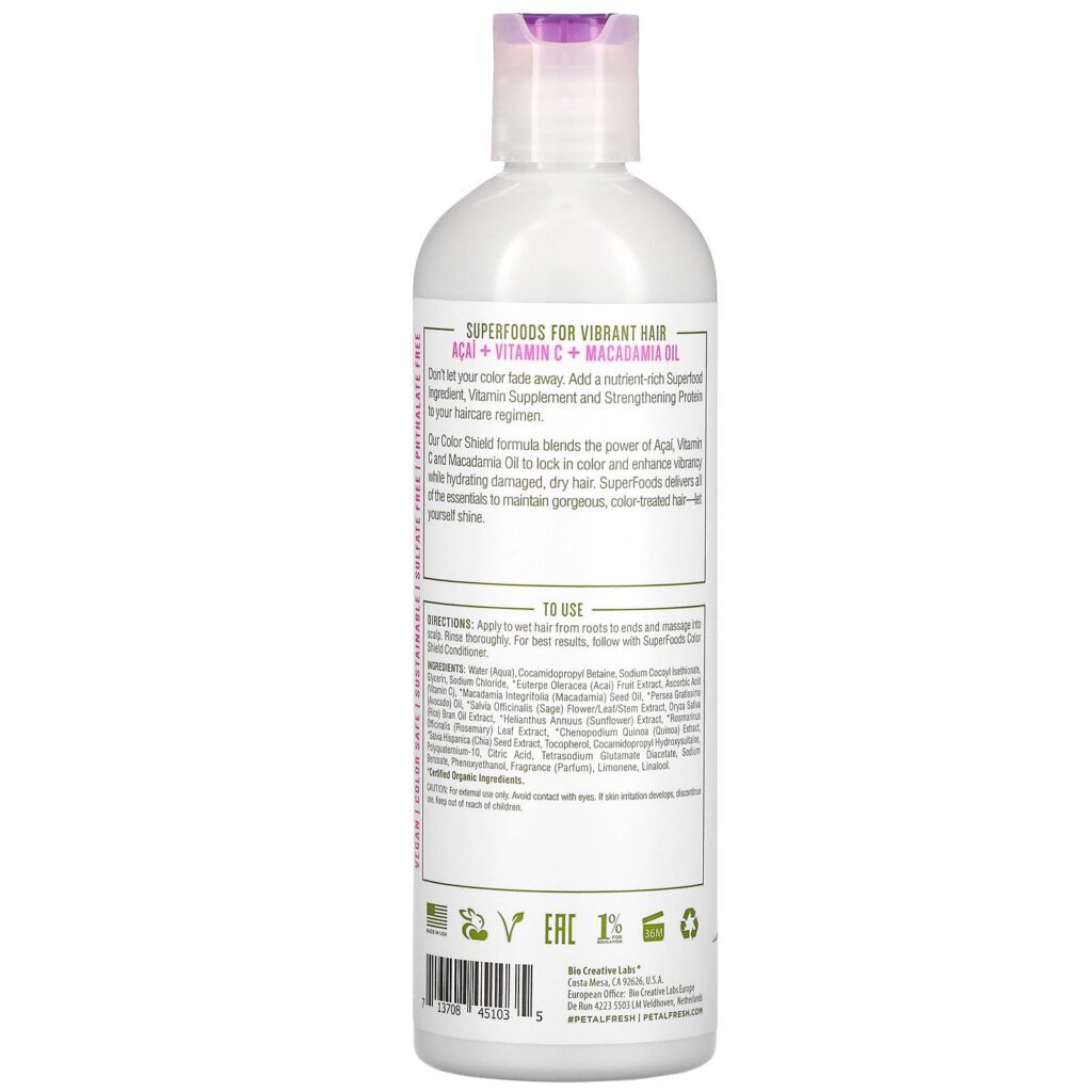 Petal Fresh, Pure, SuperFoods, Color Shield Shampoo, Acai, Vitamin C & Macadamia Oil, 12 fl oz (355 ml) - Imagem 2