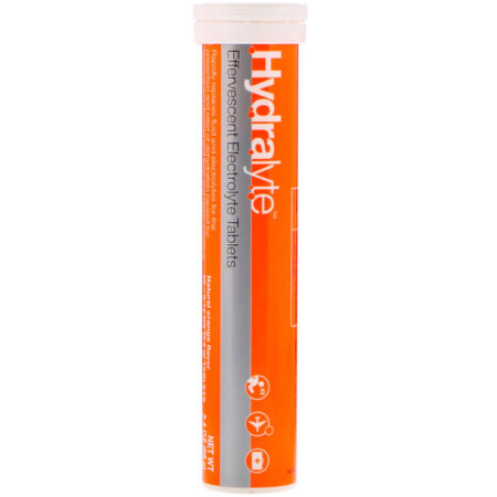 Hydralyte, Eletrólito Efervescente, Aroma Natural de Laranja, 20 Pastilhas, 2,4 oz (68 g) - Imagem 3
