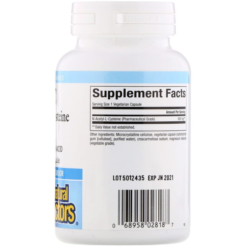 Natural Factors, NAC N-Acetyl-L-Cysteine, 600 mg, 60 Vegetarian Capsules - Imagem 2