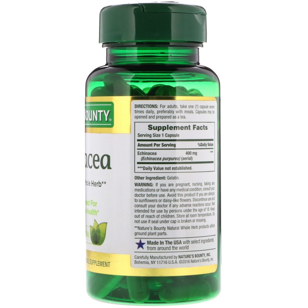 Nature's Bounty, Equinácea, 400 mg, 100 Cápsulas - Imagem 2