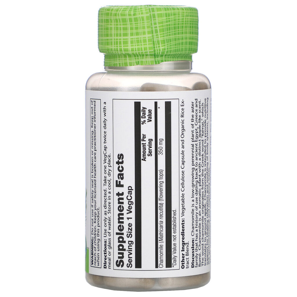 Solaray, Chamomile, 350 mg , 100 VegCaps - Imagem 2