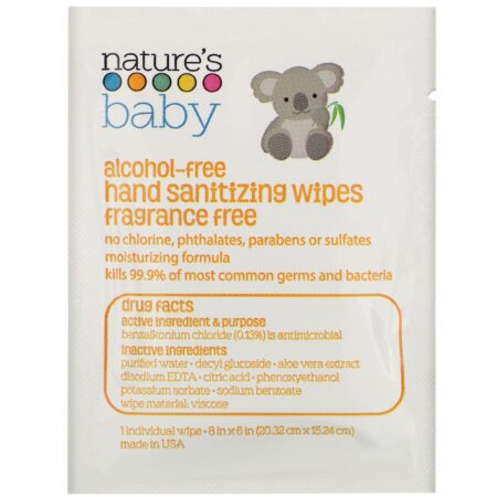 Nature's Baby Organics, Hand Sanitizing Wipes, Alcohol Free, Fragrance Free , 60 Individually Packaged Wipes - Image 3