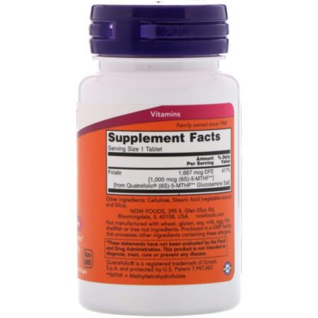 Now Foods, Folato de Metila, 1.000 mcg, 90 Comprimidos — foto 2