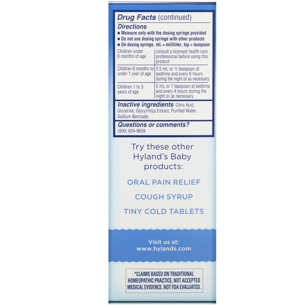 Hyland's, Baby, Nighttime Mucus + Cold Relief, Ages 6 Months+, 4 fl oz (118 ml) - Imagem 4
