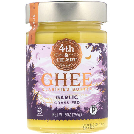 4th & Heart, Ghee Butter, Grass-Fed, Garlic, 9 oz (255 g)