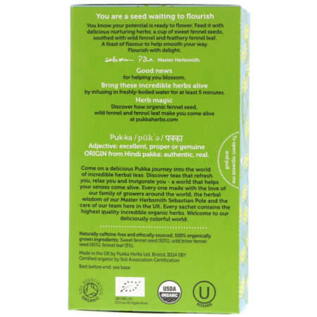 Pukka Herbs, Three Fennel, 20 Herbal Tea Sachets, 1.27 oz (36 g) - Image 2