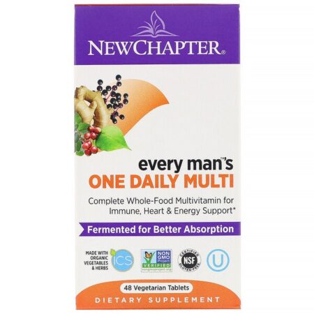 New Chapter, Multivitamínico Diário Para Todos os Homens, 48 Comprimidos Vegetarianos