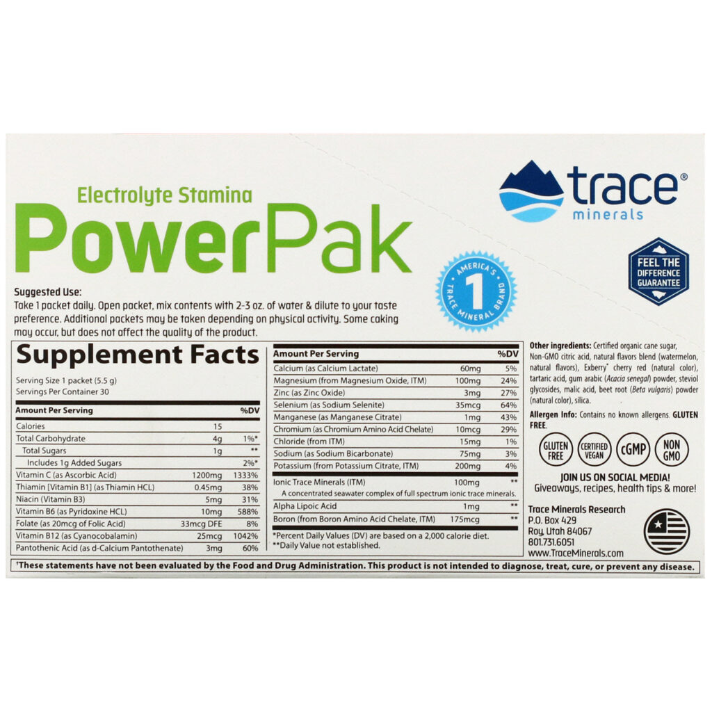 Trace Minerals Research, Electrolyte Stamina PowerPak, Watermelon Effervescent, 30 Packets, 0.19 oz (5.5 g) Each - Imagem 2