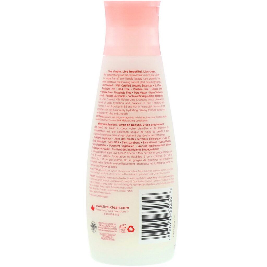 Live Clean, Shampoo Hidratante, Leite de Coco, frasco de 12 oz (350 ml) - Imagem 2