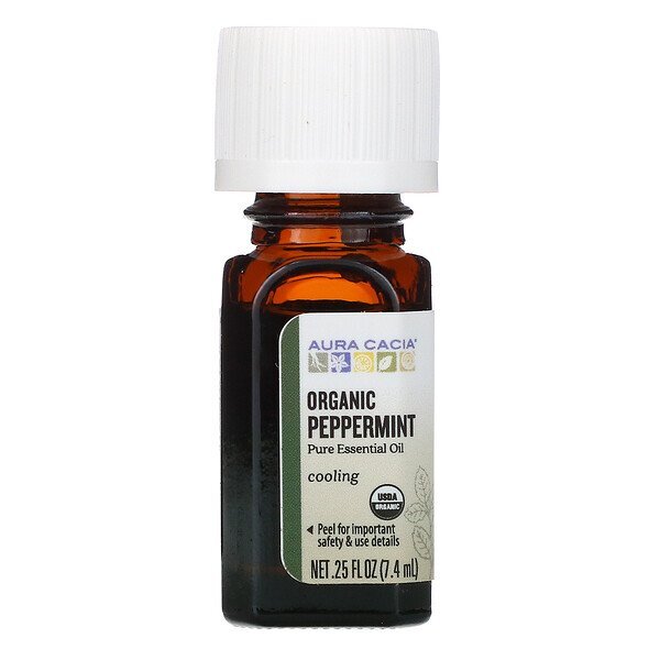 Aura Cacia, Óleo Essencial Puro, Hortelã-Pimenta Orgânica, 7,4 ml (0,25 fl oz)