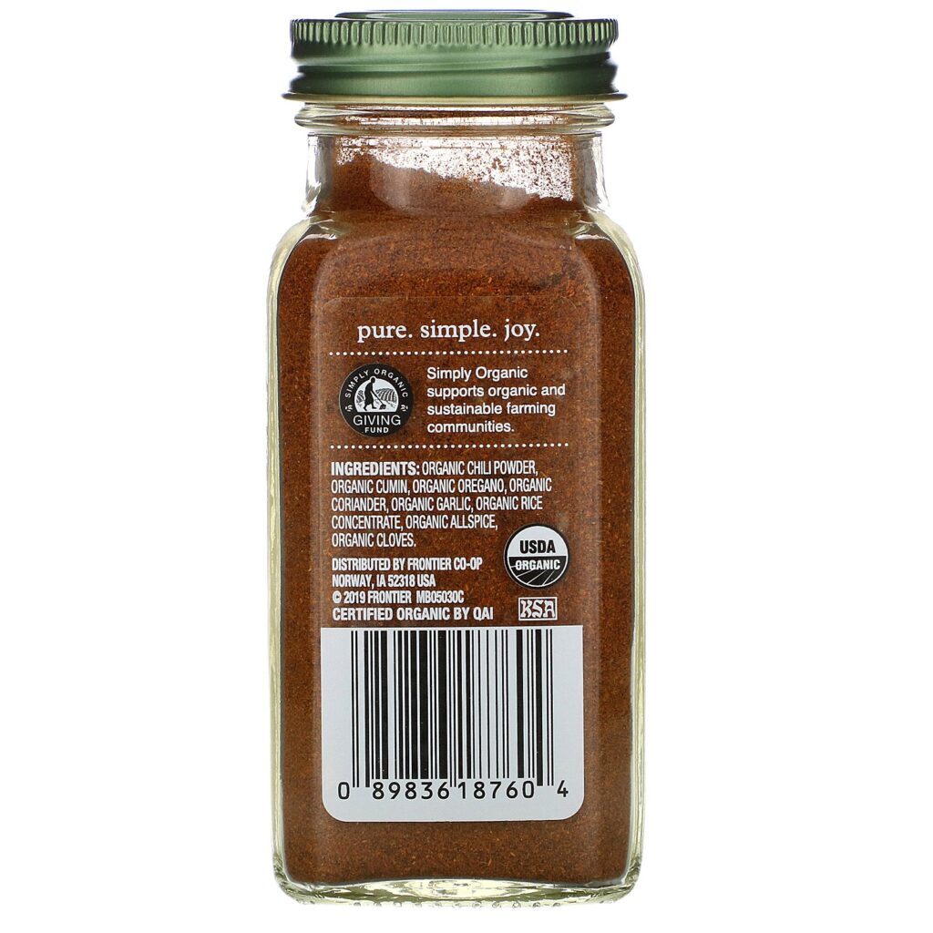 Simply Organic, Pó de Chili, 2.89 oz (82 g) - Imagem 2
