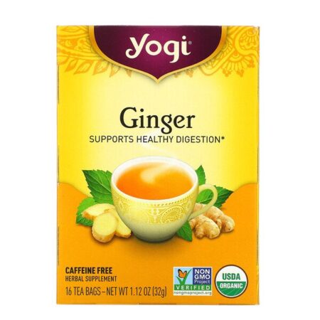 Yogi Tea, Gengibre Orgânico, Sem Cafeína, 16 Saquinhos de Chá, 1,12 oz (32 g)