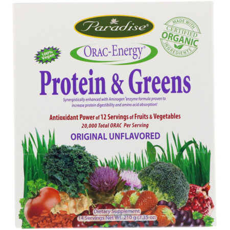 Paradise Herbs, ORAC-Energia, Proteína e Vegetais, 14 Pacotes, 15 g (0.53 oz)